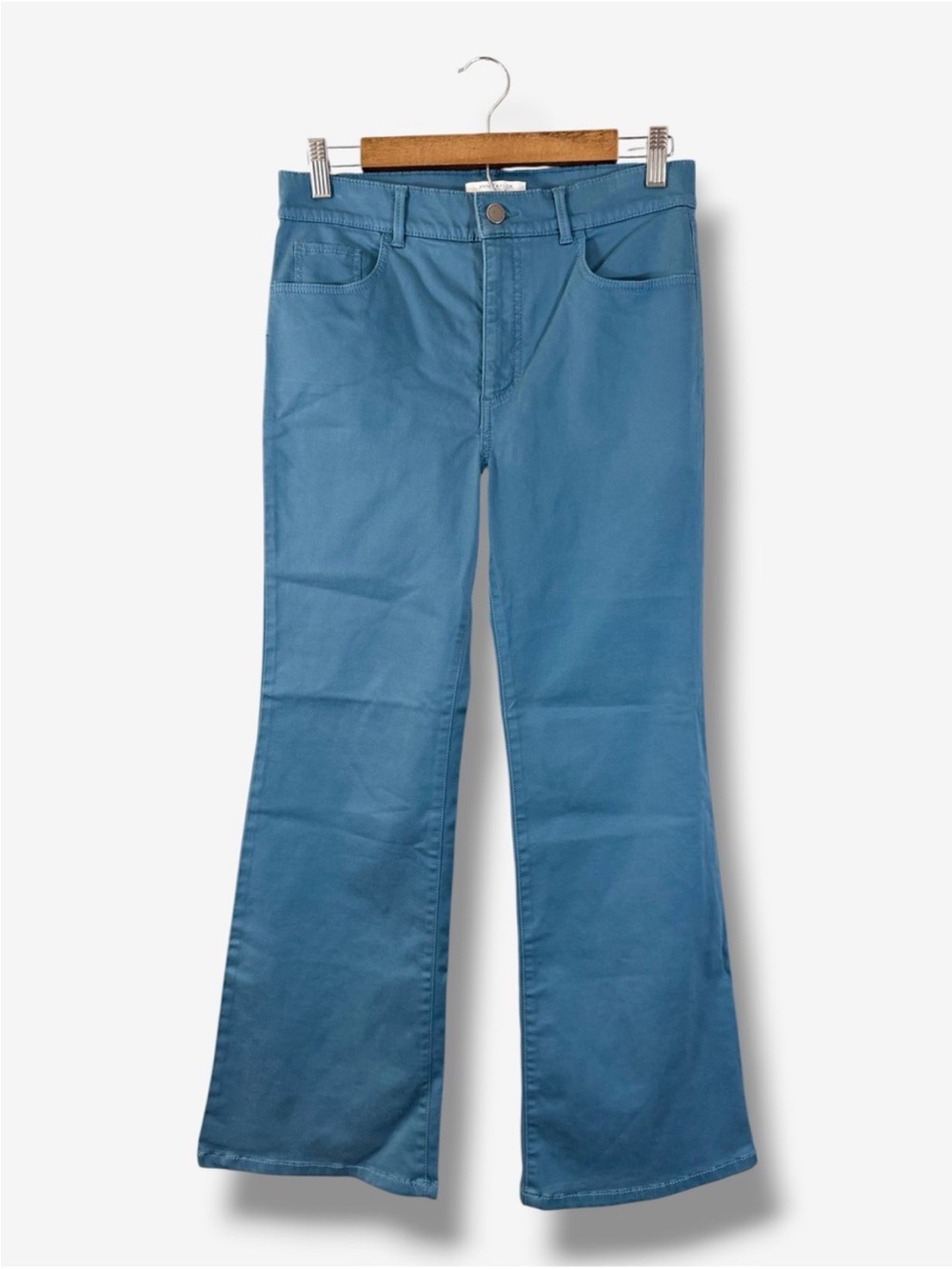 Ann Taylor Weekend Flare Twill Pants Size 6P Blue Cotton Stretch Preppy Casual